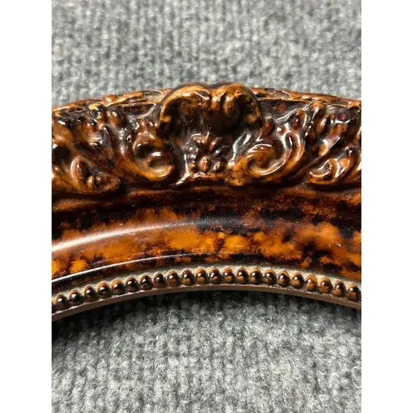 Vintage ornate oval frame carved burlwood tiger stripe Rococo Baroque fits 8x10